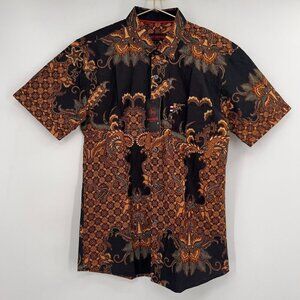 France Martine Batik Print Short Sleeve Shirt Men's Size L – 100% Cotton